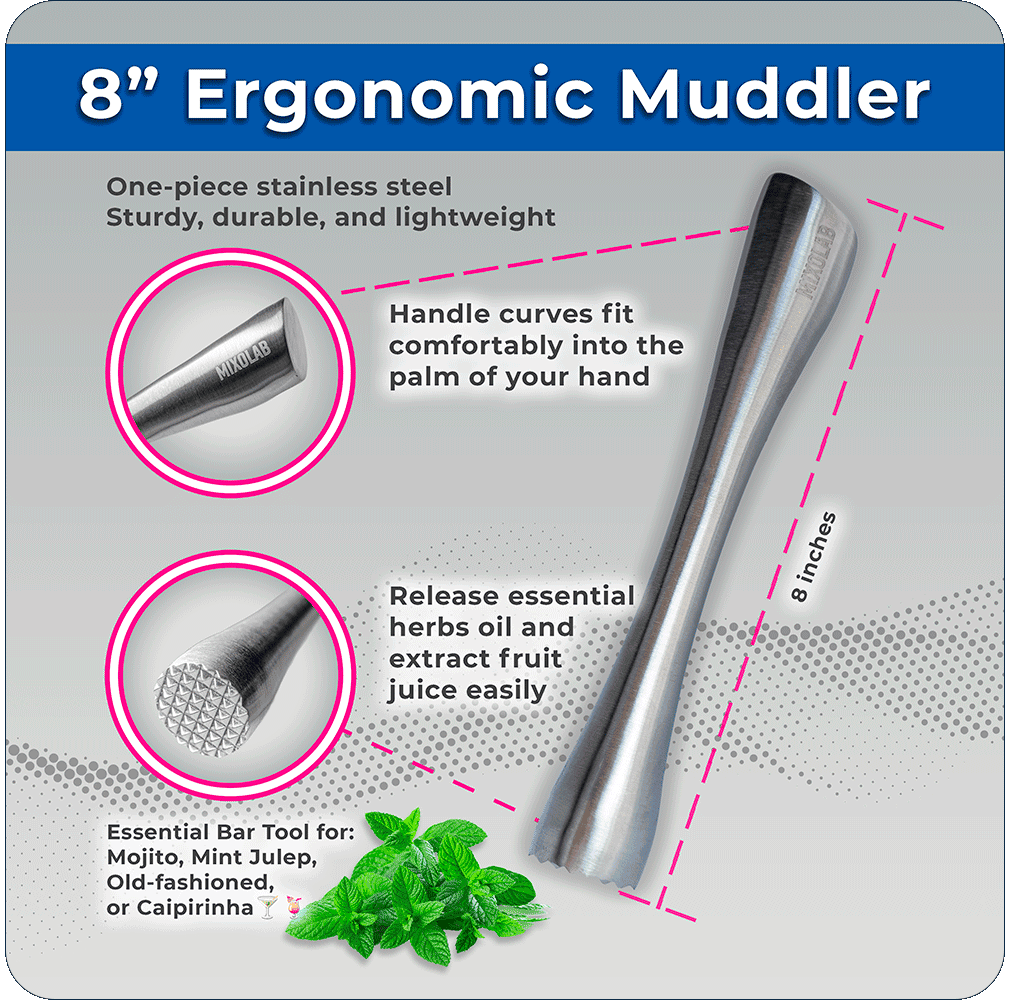 stainless steel cocktail muddler